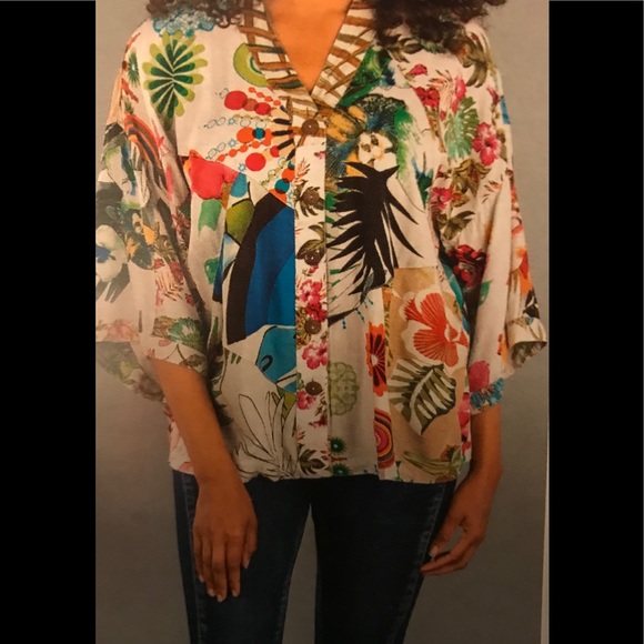 Sacred Threads Tops - 218-136 GR/PK Sacred Threads Blouse/Kimino